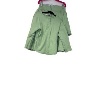 Girls Mint Green Top and Skirt Set Sz 8/10 casual fun cozy spring summer